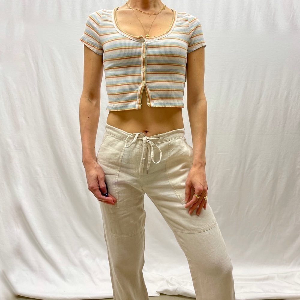 Urban Outfitters crop top size M buttoned down striped multicolored